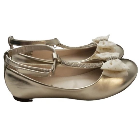 Jelly Beans Girls Gold Metallic Ankle T-Strap Bida Ballet Flat Shoes Size 2 - Picture 4 of 10